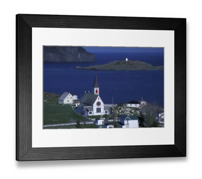 Framed Print : NA, Canada, Newfoundland, Trinity Bay Village and bay view Framed Print : NA, Canada, Newfoundland, Trinity Bay Village and bay view