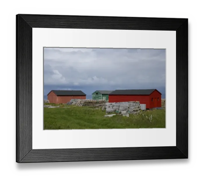 Framed Print : North America, Canada, Newfoundland and Labrador, Sallys Cove, Fish Sheds