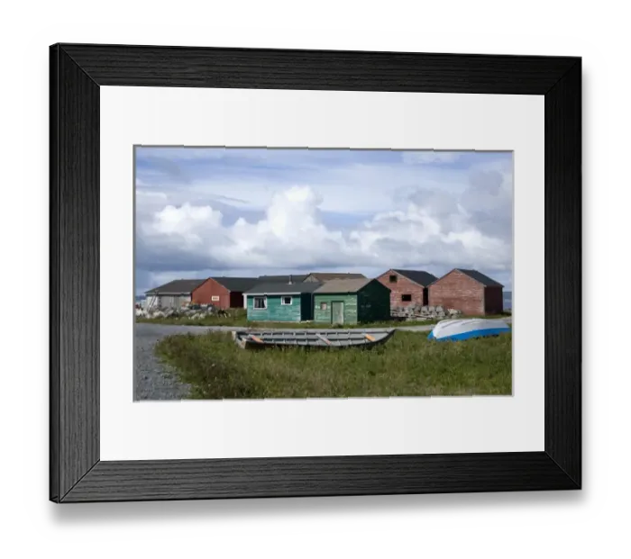 Framed Print : North America, Canada, Newfoundland and Labrador, Sallys Cove, Fish Sheds