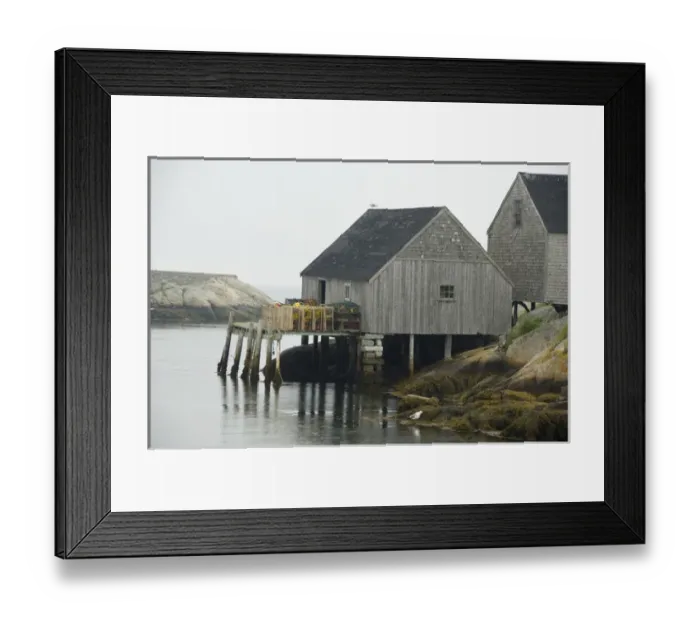 Framed Print : Canada, Nova Scotia, Peggys Cove. Lobster traps on typical wooden dock