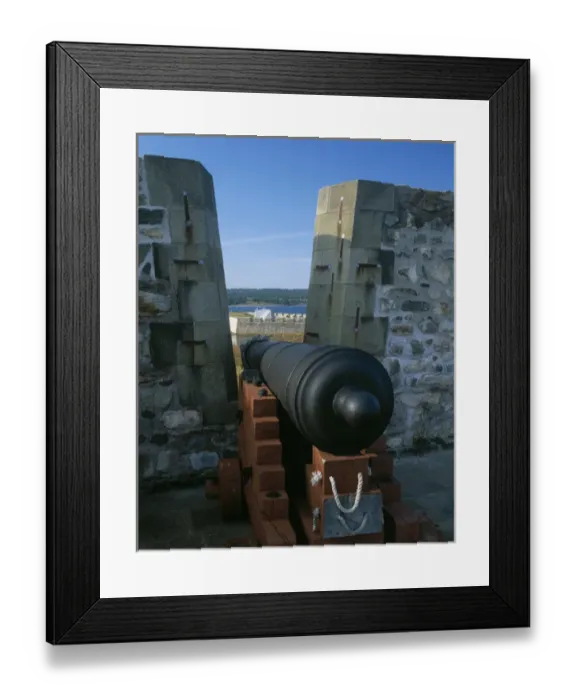 Framed Print : Cannon at Kings Bastion of Fortress Louisbourg Nat l Historic Site, Nova Scotia