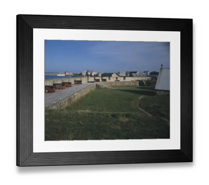 Framed Print : Cannons along the fortified wall of Fortress Louisbourg Nat l Historic Site along