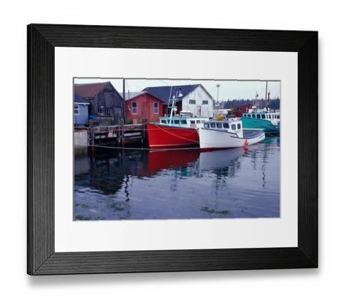 Framed Print : N. A. Canada, Nova Scotia, Hunts Point. Lobster boats at dock in harbor Framed Print : N. A. Canada, Nova Scotia, Hunts Point. Lobster boats at dock in harbor