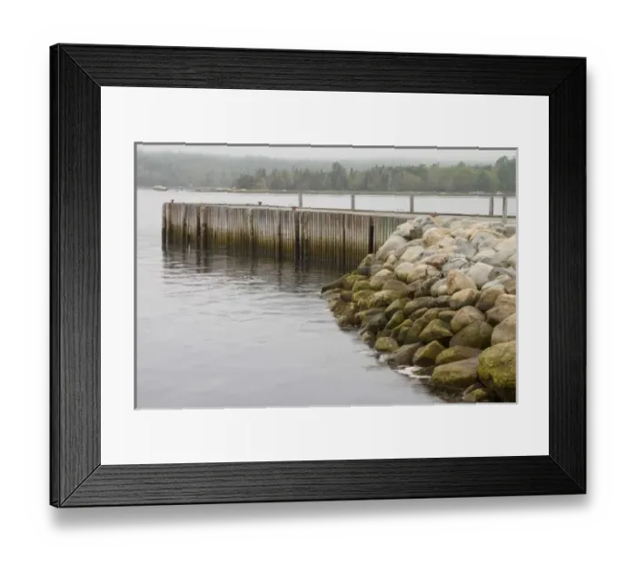 Framed Print : NA, Canada, Nova Scotia, Shelburne. Pier along waterfront