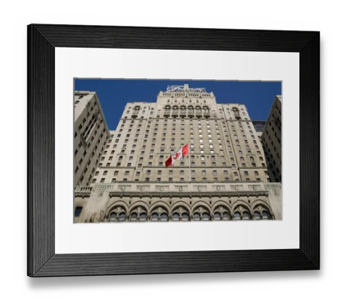 Framed Print : Canada, Ontario, Toronto. Close-up of Fairmont Royal York Hotel flying the Canadian flag