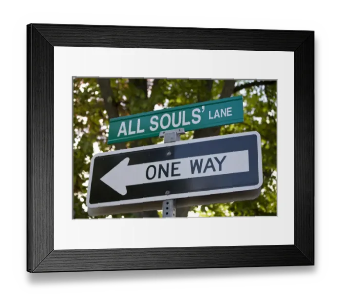 Framed Print : Canada, Prince Edward Island, Charlottetown. Street sign for All Souls Lane Framed Print : Canada, Prince Edward Island, Charlottetown. Street sign for All Souls Lane