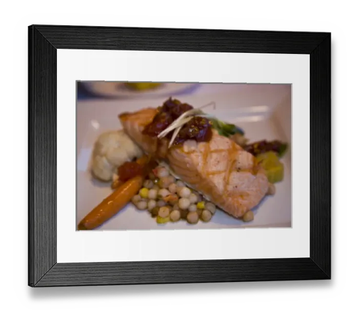 Framed Print : Canada, Prince Edward Island. Grilled Salmon plate