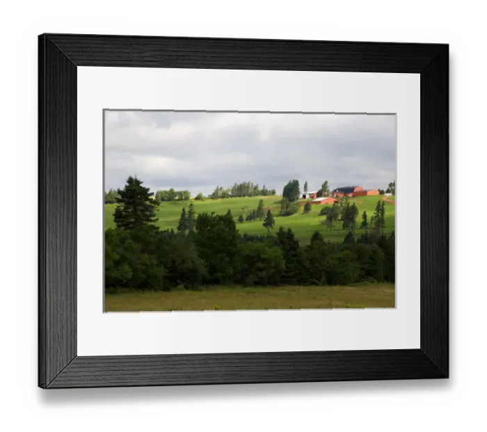 Framed Print : Farm and red barn on a hill at New Glasgow, Prince Edward Island, Canada Framed Print : Farm and red barn on a hill at New Glasgow, Prince Edward Island, Canada