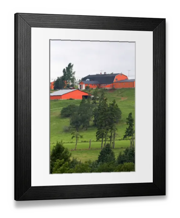 Framed Print : Farm and red barn on a hill at New Glasgow, Prince Edward Island, Canada Framed Print : Farm and red barn on a hill at New Glasgow, Prince Edward Island, Canada