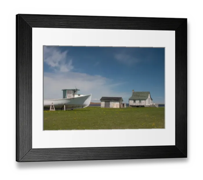 Framed Print : NA, Canada, Prince Edward Island. House, shed and dry dock lobster boat near Malpeque Framed Print : NA, Canada, Prince Edward Island. House, shed and dry dock lobster boat near Malpeque