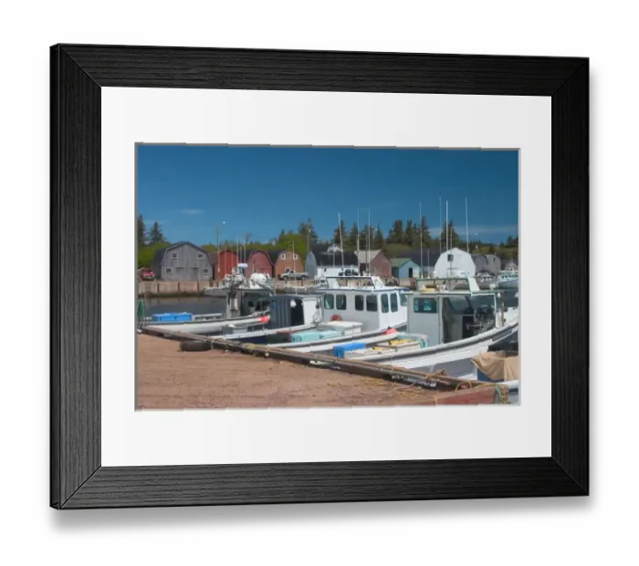 Framed Print : NA, Canada, Prince Edward Island, Malpeque Harbour. Fish sheds and lobster boats Framed Print : NA, Canada, Prince Edward Island, Malpeque Harbour. Fish sheds and lobster boats