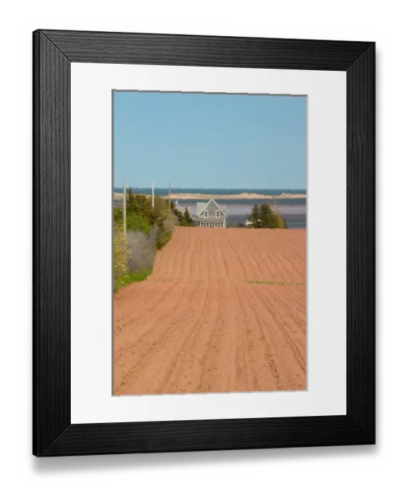 Framed Print : NA, Canada, Prince Edward Island, Springbrook. Field ready for planting and home Framed Print : NA, Canada, Prince Edward Island, Springbrook. Field ready for planting and home