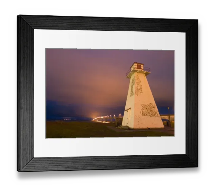 Framed Print : NA, Canada, Prince Edward Island. Borden-Carleton lighthouse at night