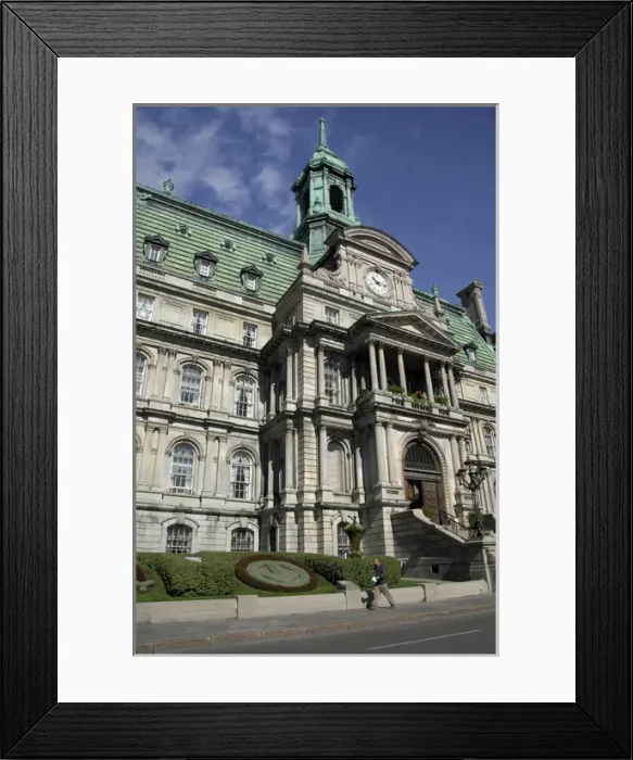 Framed Print : Canada, Quebec, Montreal. Heart of Old Montreal, Jacques Cartier Square, City Hall