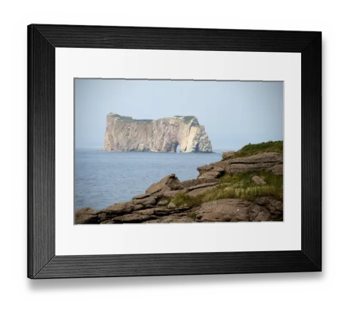 Framed Print : Canada, Quebec, Perce. View of Perced Rock from Bonaventure Island, National Park Framed Print : Canada, Quebec, Perce. View of Perced Rock from Bonaventure Island, National Park