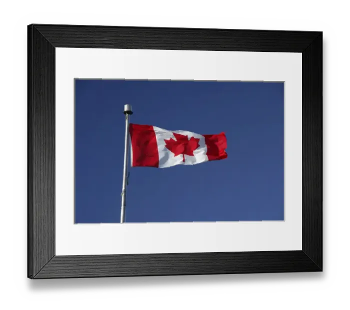 Framed Print : Canada, Quebec, Quebec City. Canadian flag. IMAGE RESTRICTED: Not available to US