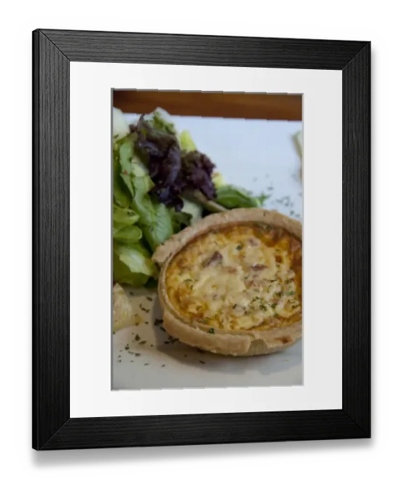 Framed Print : Canada, Quebec, Montreal. Typical Frence Canadian food, quiche Lorraine Framed Print : Canada, Quebec, Montreal. Typical Frence Canadian food, quiche Lorraine