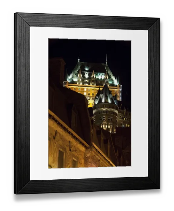 Framed Print : Canada, Quebec, Quebec City. Fairmont Chateau Frontenac with night lights