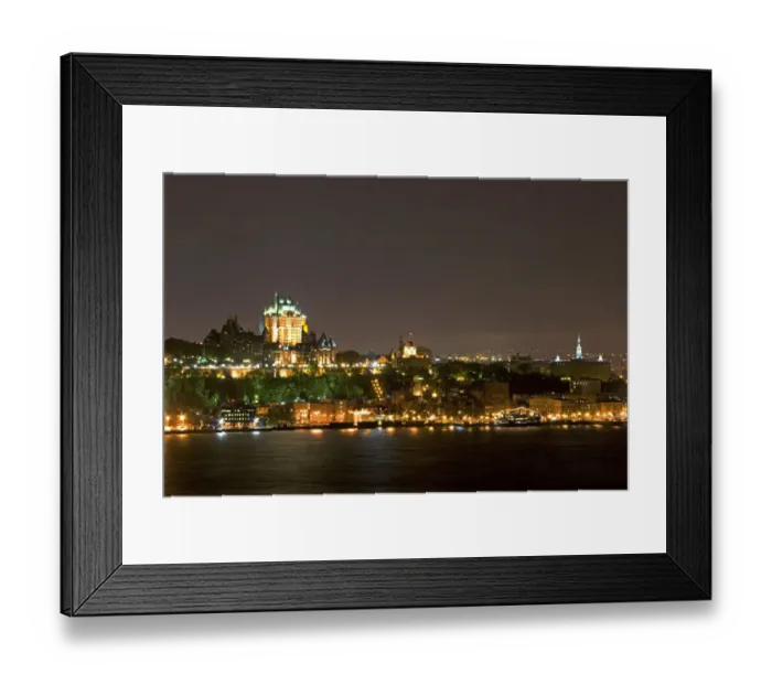Framed Print : A view of Quebec City and the Chateau Frontenac across the St. Lawrence River at night Framed Print : A view of Quebec City and the Chateau Frontenac across the St. Lawrence River at night
