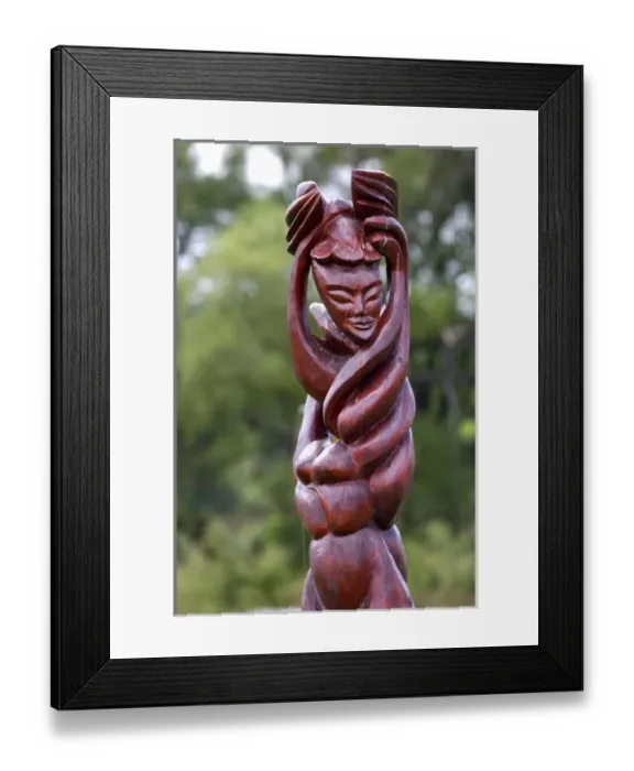 Framed Print : Wood sculptures at Parc des Trois Berets in the village of St. -Jean-Port-Joli along the St Framed Print : Wood sculptures at Parc des Trois Berets in the village of St. -Jean-Port-Joli along the St