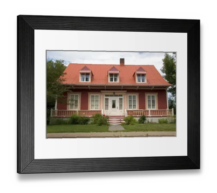 Framed Print : Cottage style homes in a rural area along the St. Lawrence River at L lslet, Quebec Framed Print : Cottage style homes in a rural area along the St. Lawrence River at L lslet, Quebec