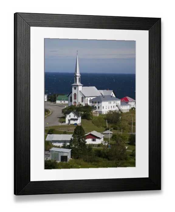 Framed Print : North America, Canada, Quebec, Gaspe Bay, Church and community Framed Print : North America, Canada, Quebec, Gaspe Bay, Church and community