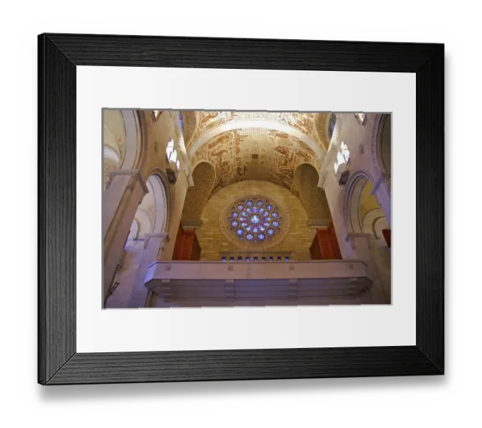 Framed Print : North America, Canada, Quebec, Sainte-Anne-de-Beaupre. Stained glass rose window