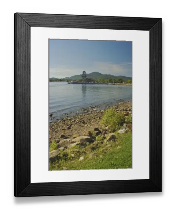 Framed Print : North America, Canada, Quebec, Eastern Townships, Magog. A beach in Pointe-Merry