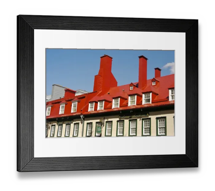 Framed Print : North America, Canada, Quebec, Old Quebec City. Upper windows and roof of a historic