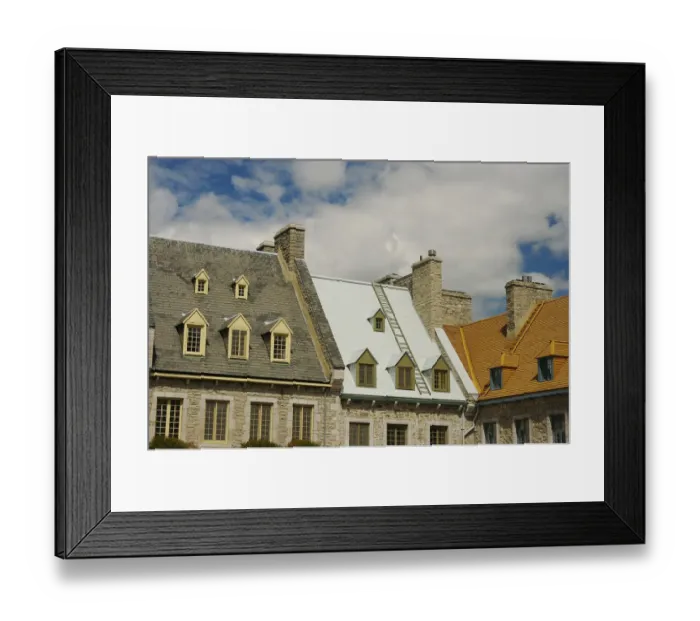 Framed Print : North America, Canada, Quebec, Old Quebec City, Lower Town. Upper windows and roofs
