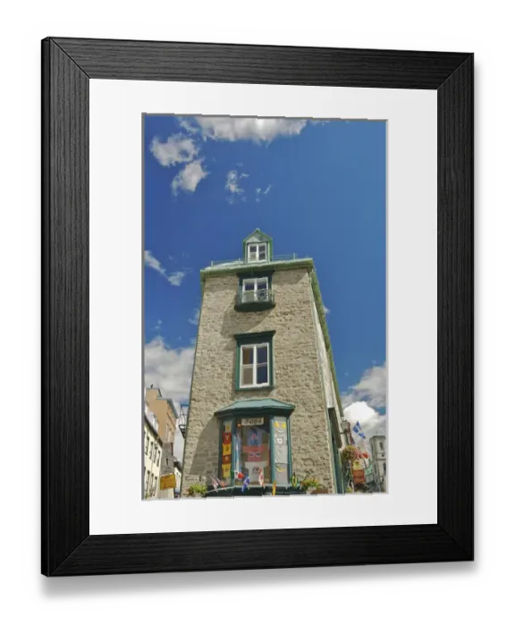 Framed Print : North America, Canada, Quebec, Old Quebec City. Stone building with T-shirts Framed Print : North America, Canada, Quebec, Old Quebec City. Stone building with T-shirts
