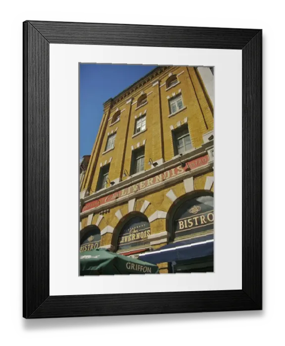 Framed Print : North America, Canada, Quebec, Old Quebec City. Restaurant in a brick building