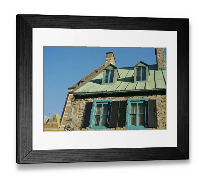 Framed Print : North America, Canada, Quebec, Old Quebec City. A stone homes upper windows