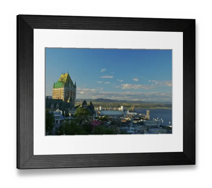 Framed Print : North America, Canada, Quebec, Old Quebec City. Chateau Frontenac tower overlooking buildings