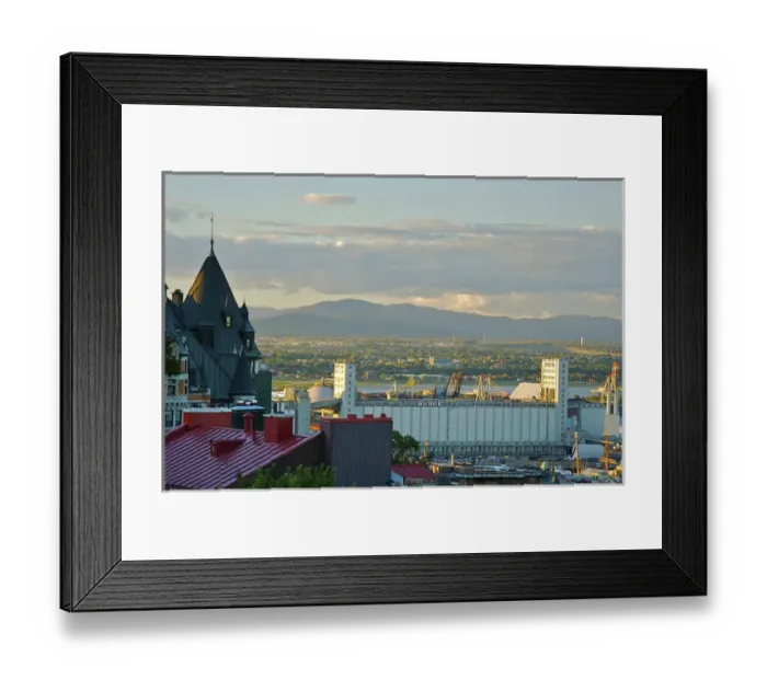 Framed Print : North America, Canada, Quebec, Quebec City. Industrial structures, river, landscape