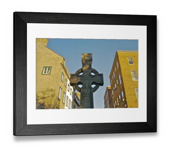 Framed Print : North America, Canada, Quebec, Old Quebec City. Large stone Celtic Cross given Framed Print : North America, Canada, Quebec, Old Quebec City. Large stone Celtic Cross given