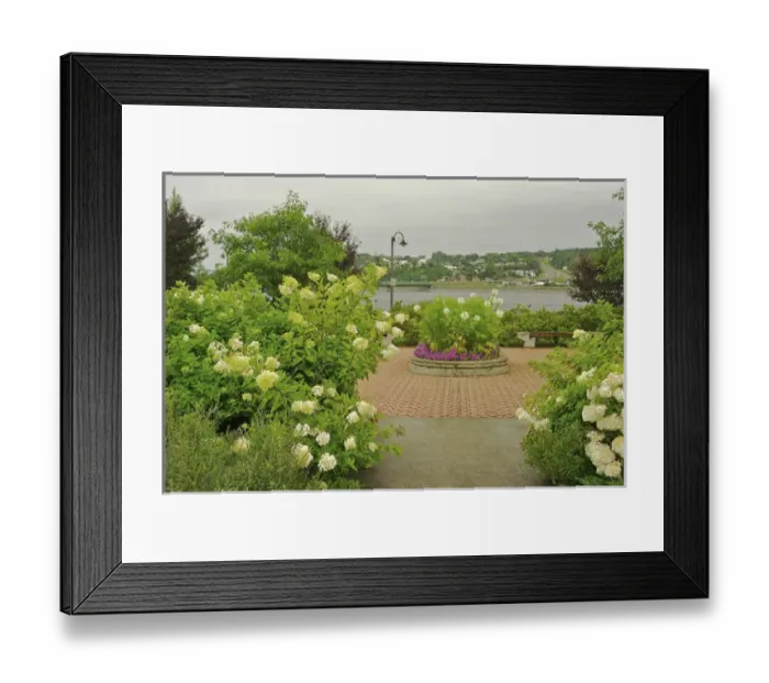 Framed Print : North America, Canada, Quebec, Saguenay, Chicoutimi. Flowers in pedestrian square