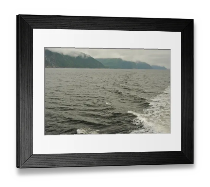 Framed Print : North America, Canada, Quebec, Saguenay. A boats wake on the Saguenay River Framed Print : North America, Canada, Quebec, Saguenay. A boats wake on the Saguenay River