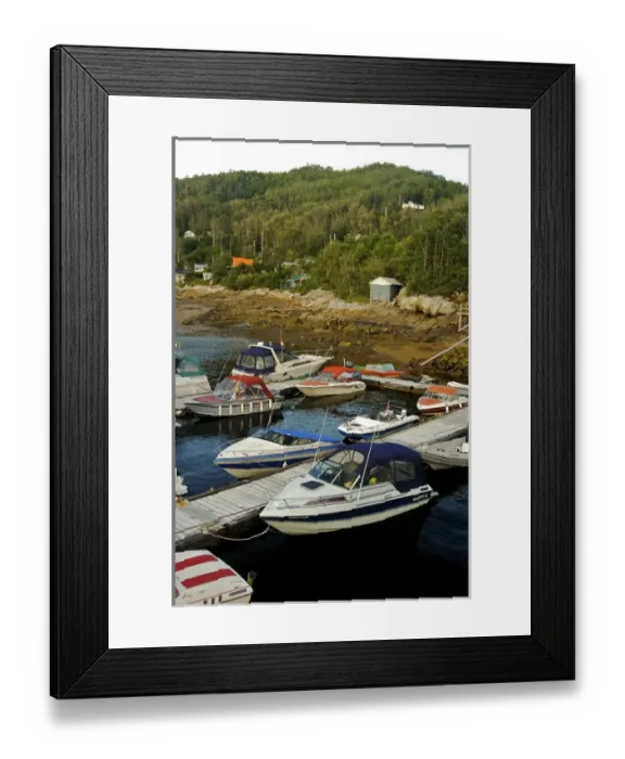 Framed Print : North America, Canada, Quebec, Saguenay, L Anse de Roche (Rock Bay. ) Docked boats