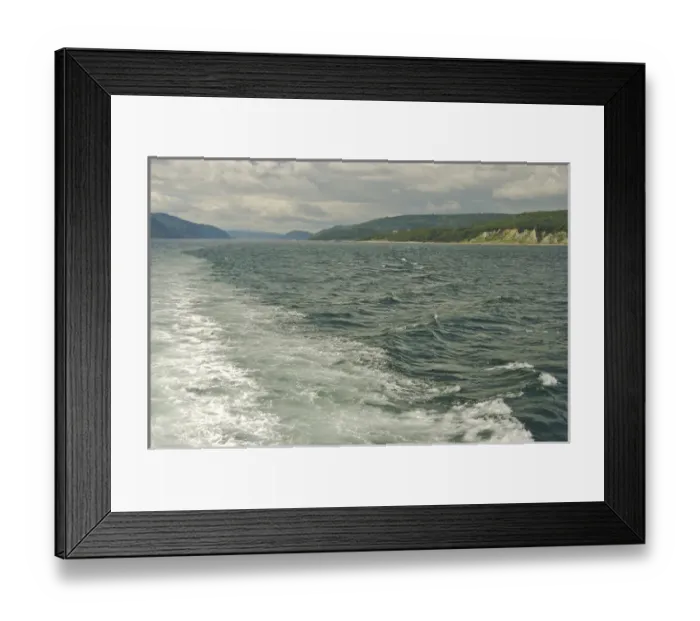 Framed Print : North America, Canada, Quebec, North Shore, Tadoussac. A view past the wake of a