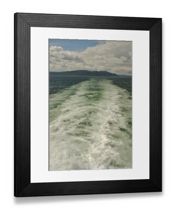 Framed Print : North America, Canada, Quebec, North Shore. The wake of a cruise boat as it goes