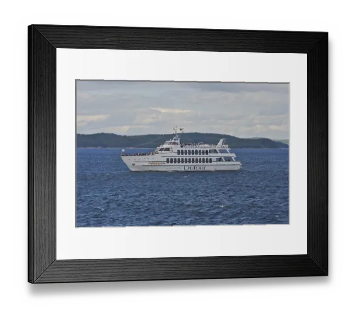 Framed Print : North America, Canada, Quebec, North Shore. A whale watch boat in the Saint Lawrence