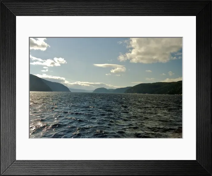Framed Print : North America, Canada, Quebec. View of Saguenay Fjord from on board the ferry as
