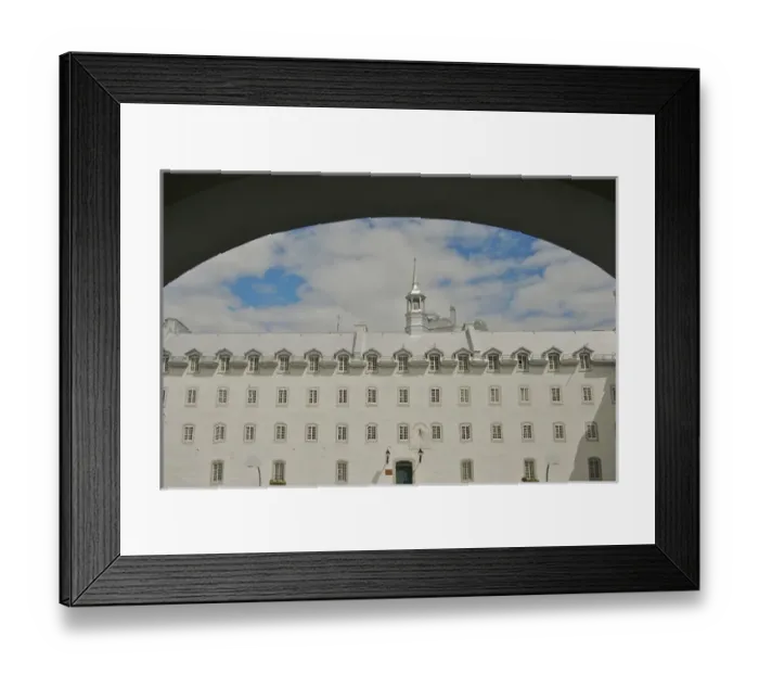 Framed Print : North America, Canada, Quebec, Old Quebec City. Courtyard of former seminary