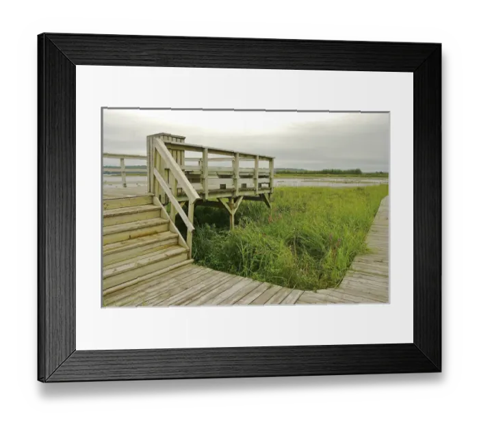 Framed Print : North America, Canada, Quebec, Saguenay, Saint-Fulgence. A section of the boardwalk