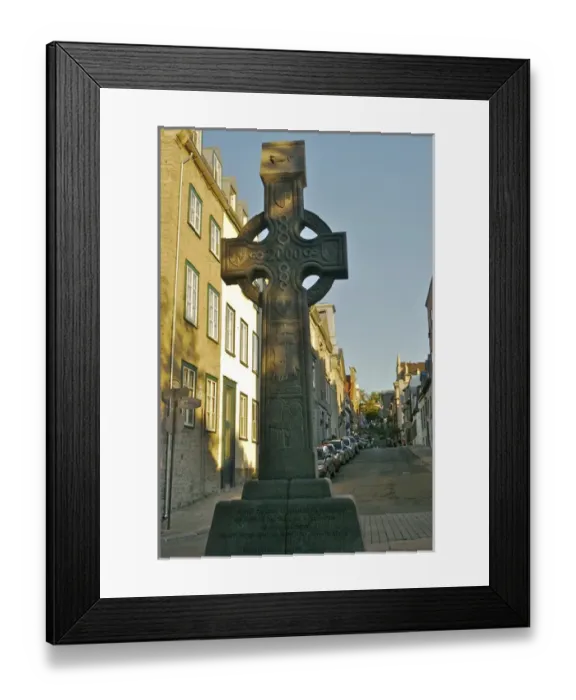 Framed Print : North America, Canada, Quebec, Old Quebec City. Large stone Celtic Cross given