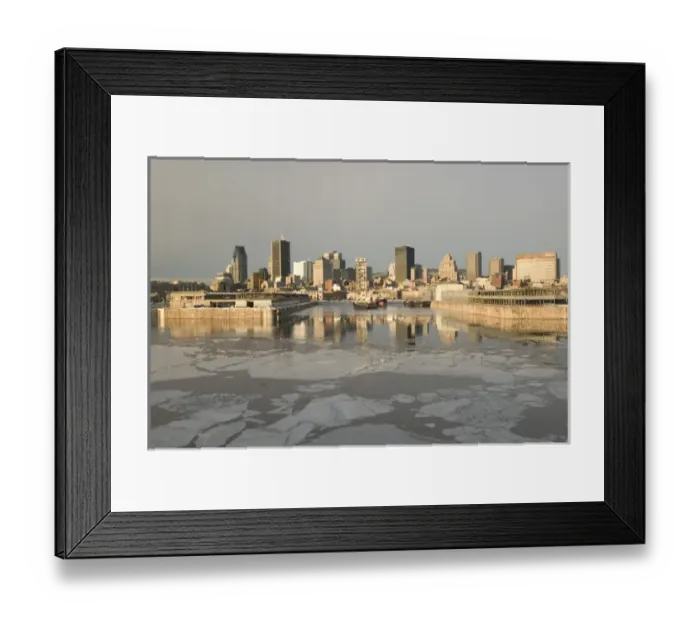 Framed Print : Canada-Quebec-Montreal: Morning City View in Winter of Old Port Area & Downtown Framed Print : Canada-Quebec-Montreal: Morning City View in Winter of Old Port Area & Downtown
