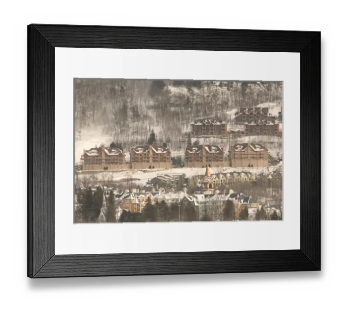 Framed Print : Canada-Quebec-The Laurentians: Mont Tremblant Ski Village-Daytime