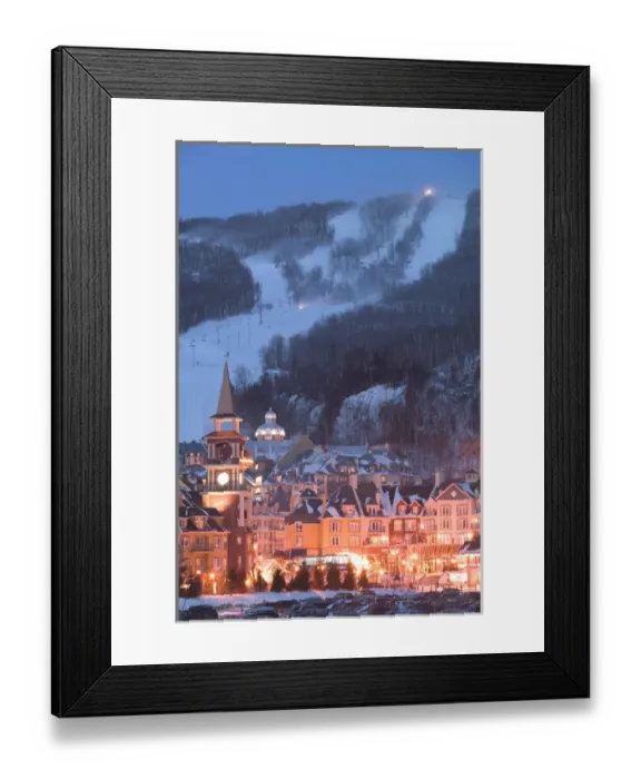 Framed Print : Canada Quebec-The Laurentians: Mont Tremblant Ski Village-Ski Village View / Evening Framed Print : Canada Quebec-The Laurentians: Mont Tremblant Ski Village-Ski Village View / Evening