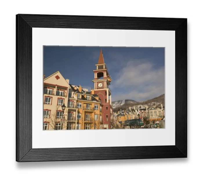 Framed Print : Canada-Quebec-The Laurentians: Mont Tremblant Ski Village-Tremblant Sunstar Hotel Tower